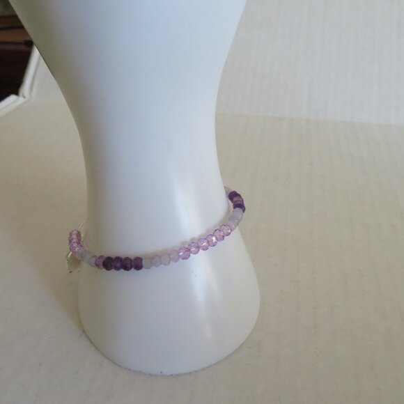 Alex and Ani Multi Purple Beaded Bangle/Bracelet, Shiny Silver, EUC - Picture 6 of 7